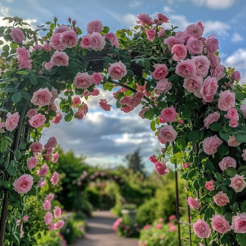 Róża pnąca pachnąca RÓŻOWA - powtarzająca kwitnienie