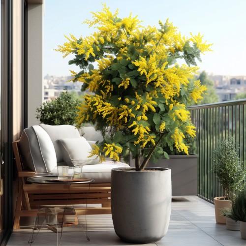 Mimoza, akacja SREBRZYSTA ozdobna żółta - drzewo